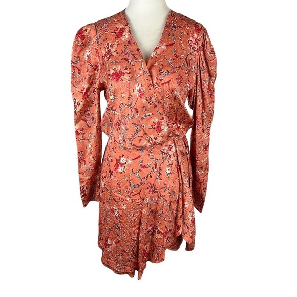 ISABEL ETOILE MARANT BAIKAL FLORAL JACQUARD WRAP DRESS PINK NWT WOMEN'S SIZE 34 - Picture 3 of 16